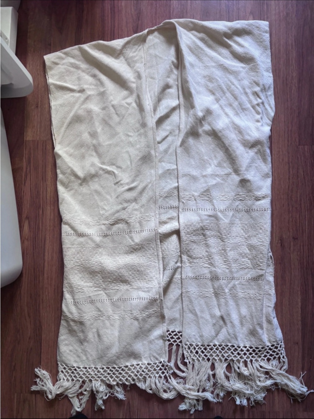 Textured Cream Fringe Coverup